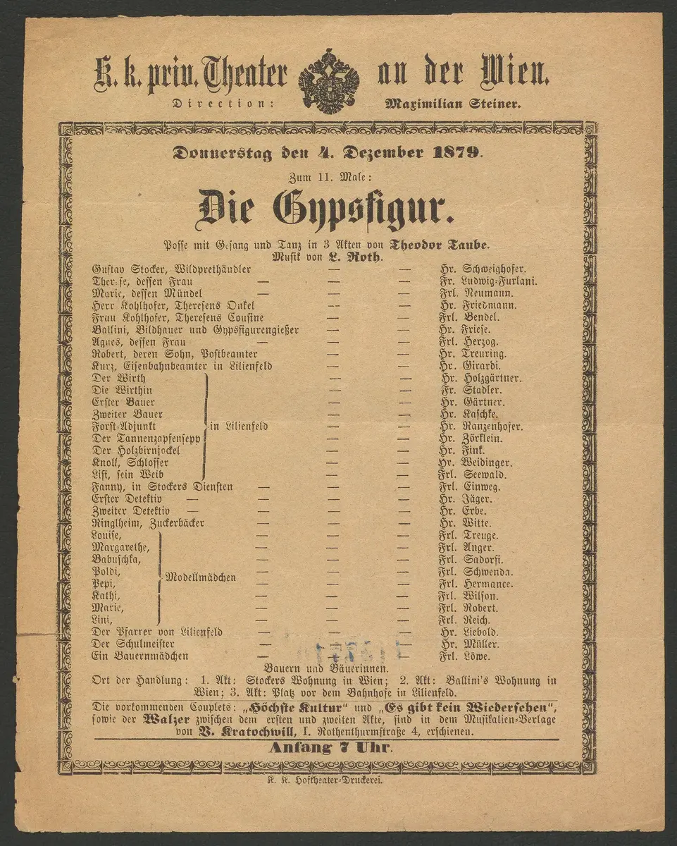 Die Gypsfigur, Alternativtitel: Die Gipsfigur