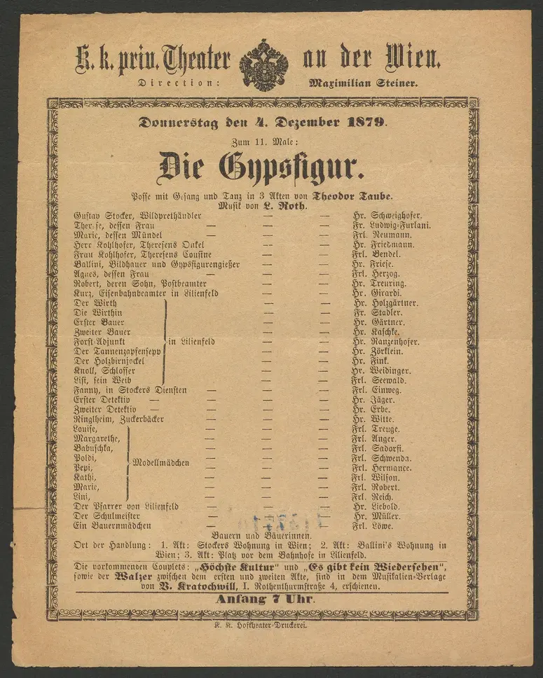 Die Gypsfigur, Alternativtitel: Die Gipsfigur