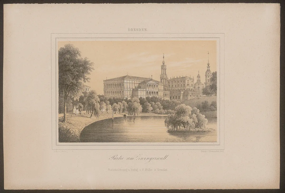 Dresden (allgemein), Zwingerwall, Titel in Vorlageform: Partie am Zwingerwall