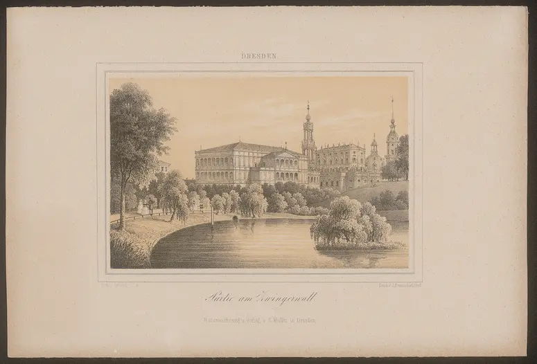 Dresden (allgemein), Zwingerwall, Titel in Vorlageform: Partie am Zwingerwall