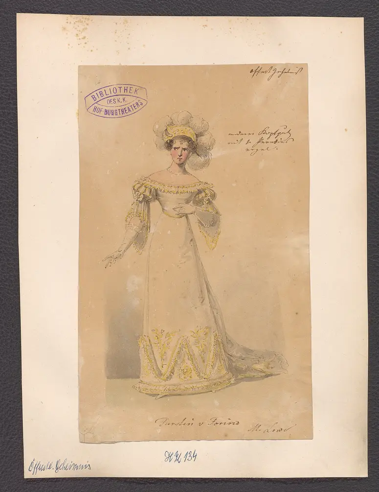 Das öffentliche Geheimnis, Alternativtitel: Das laute Geheimnis, Originaltitel: El secreto a voces, Titel der Serie: Figurinen des k.k. Hof-Burgtheaters