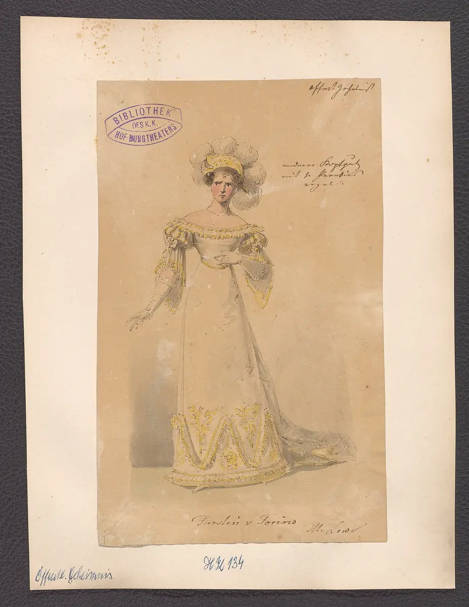 Das öffentliche Geheimnis, Alternativtitel: Das laute Geheimnis, Originaltitel: El secreto a voces, Titel der Serie: Figurinen des k.k. Hof-Burgtheaters