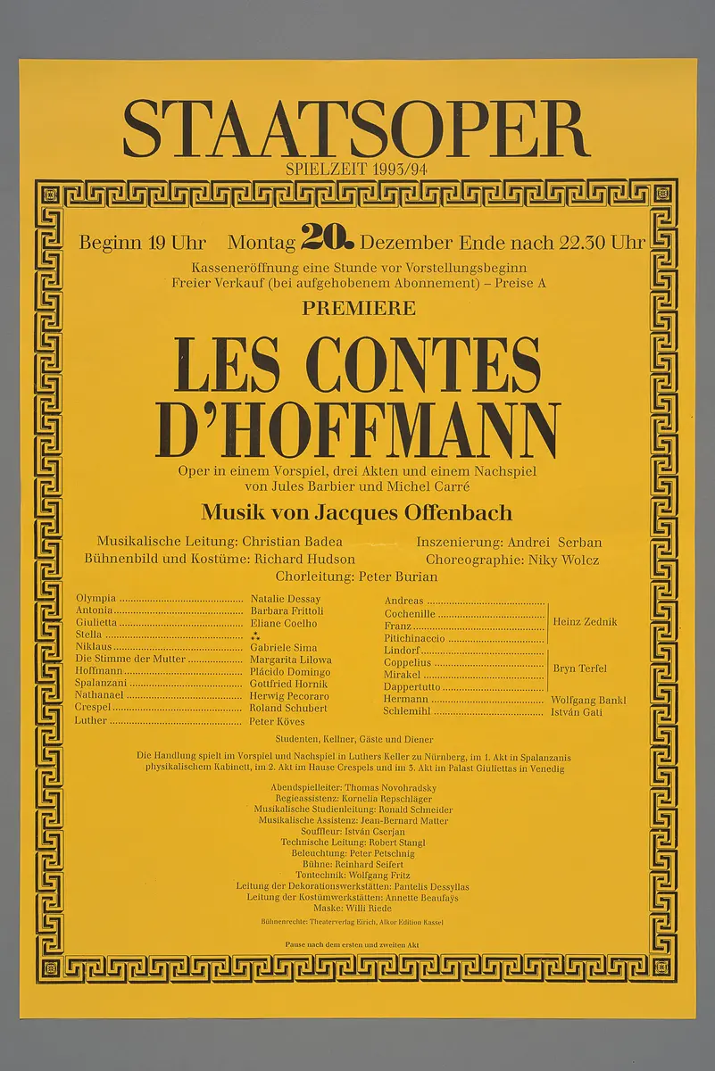 Hoffmanns Erzählungen, Titel in Vorlageform: Les contes d'Hoffmann