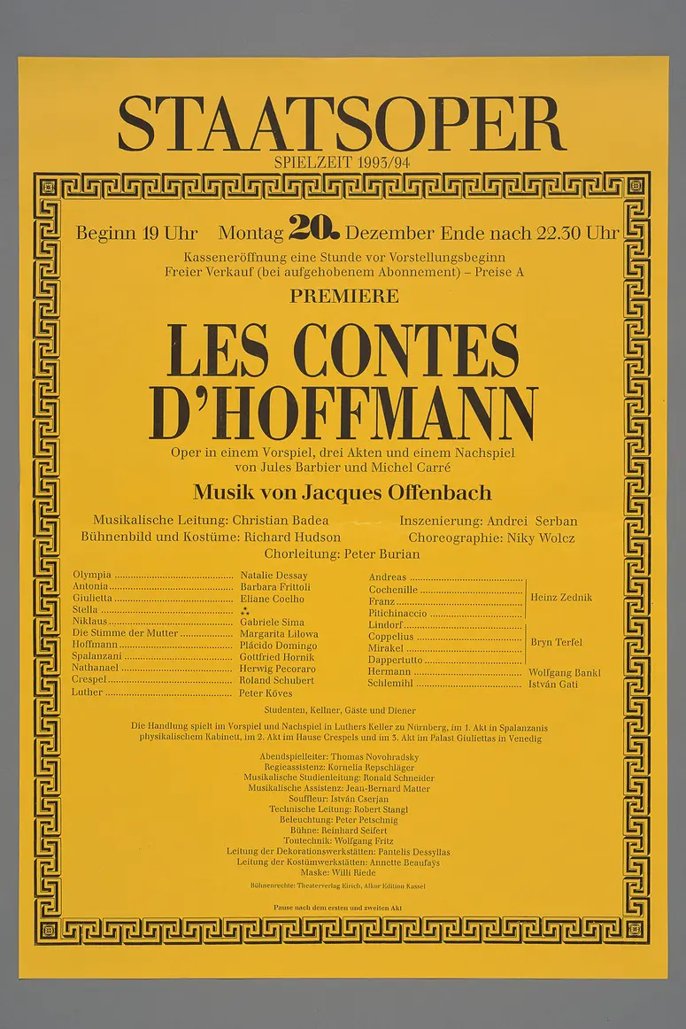 Hoffmanns Erzählungen, Titel in Vorlageform: Les contes d'Hoffmann