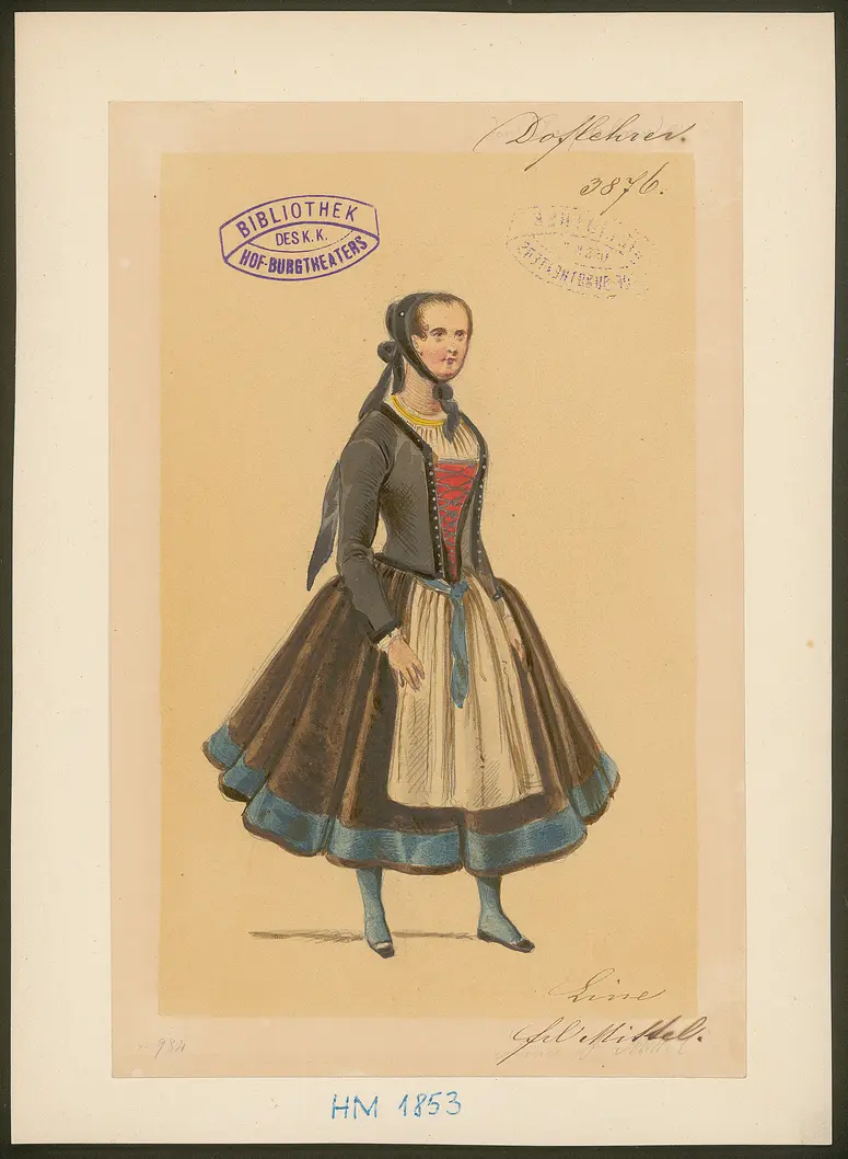 Der Dorflehrer, Titel der Serie: Figurinen des k.k. Hof-Burgtheaters