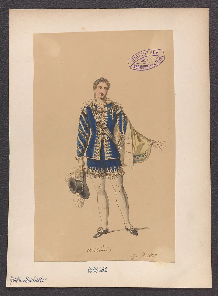 Die Grafen Montalto, Titel der Serie: Figurinen des k.k. Hof-Burgtheaters