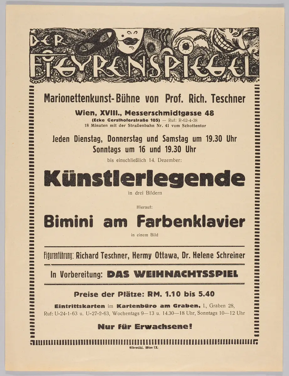 Der Figurenspiegel, Verweis auf Stücktitel: Künstlerlegende, Verweis auf Stücktitel: Das Farbenklavier