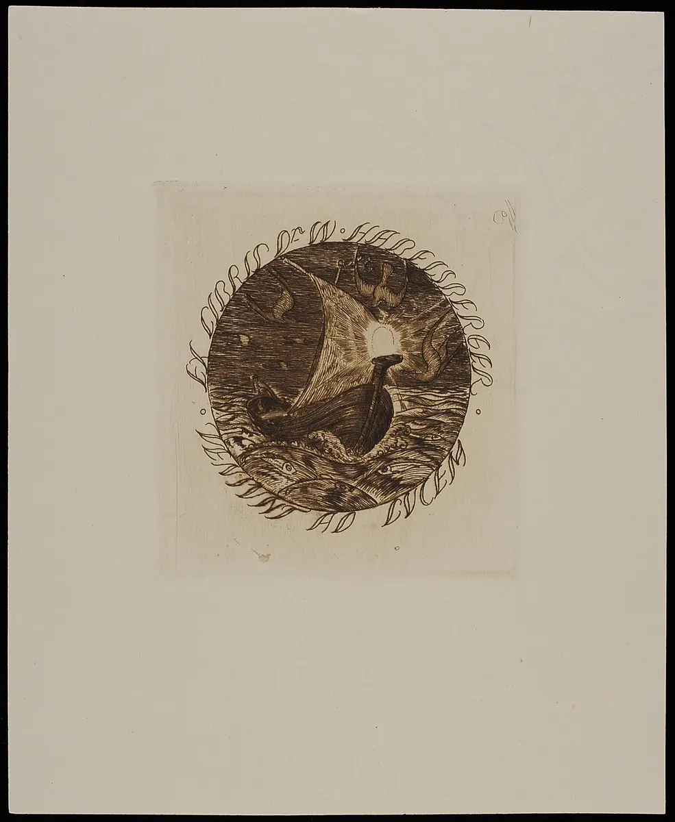 Exlibris Wilhelm Habelsberger, Titel in Vorlageform: Exlibris Dr. W. Habelsberger. Veniunt ad lucem