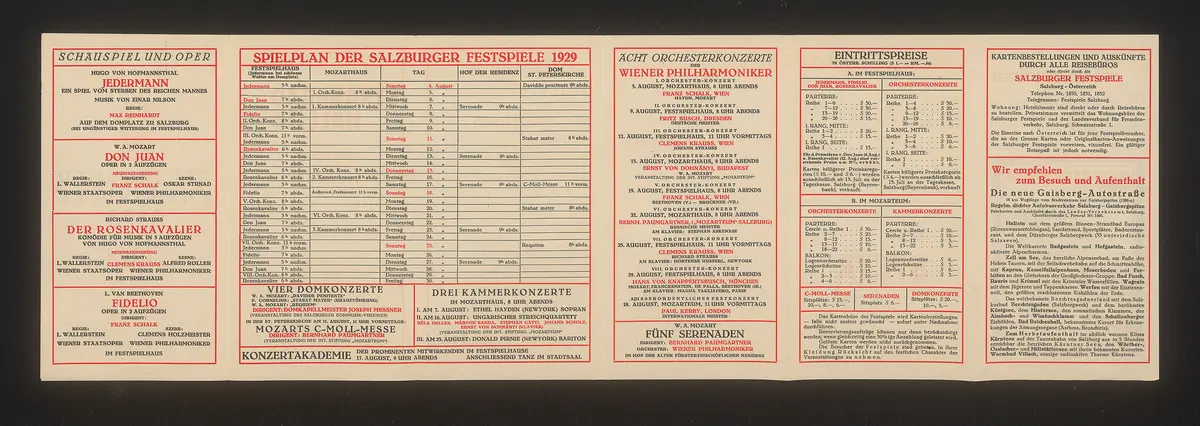 Salzburger Festspiele 1929, Verweis auf Stücktitel: Fidelio, Verweis auf Stücktitel: Don Juan, Verweis auf Stücktitel: Der Rosenkavalier, Verweis auf Stücktitel: Jedermann