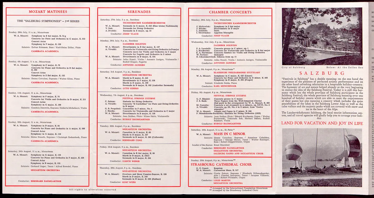 Salzburger Festspiele 1968, Titel in Vorlageform: Salzburg Festival 1968, Verweis auf Stücktitel: Fidelio, Verweis auf Stücktitel: Don Giovanni, Verweis auf Stücktitel: Figaros Hochzeit, Verweis auf Stücktitel: Zaide, Verweis auf Stücktitel: Die Zauberflöte, Verweis auf Stücktitel: Der Barbier von Sevilla, Verweis auf Stücktitel: Rappresentatione di anima e di corpo, Verweis auf Stücktitel: Jedermann, Verweis auf Stücktitel: Der Schwierige, Verweis auf Stücktitel: Der Sturm