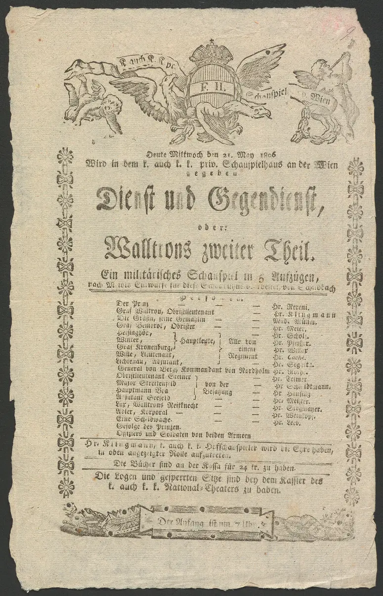 Dienst und Gegendienst oder Walltrons zweiter Theil, Alternativtitel: Graf Waltron. Zweiter Teil.