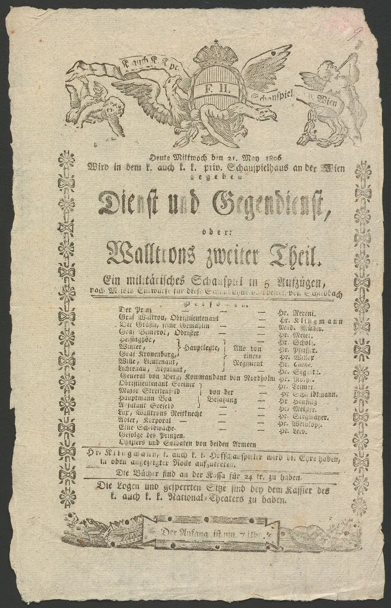 Dienst und Gegendienst oder Walltrons zweiter Theil, Alternativtitel: Graf Waltron. Zweiter Teil.