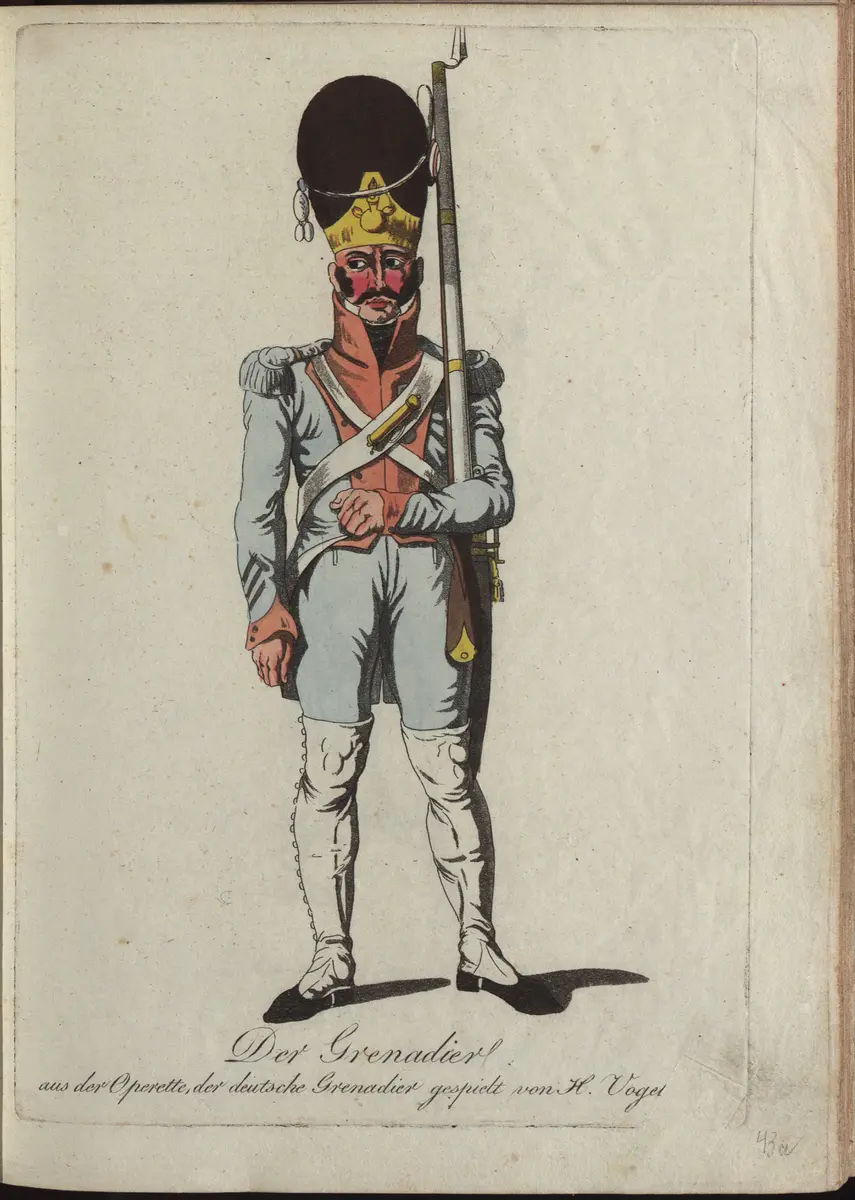 Der deutsche Grenadier, Titel der Serie: Auswahl schöner Costumes für Theater- und Ball-Anzüge