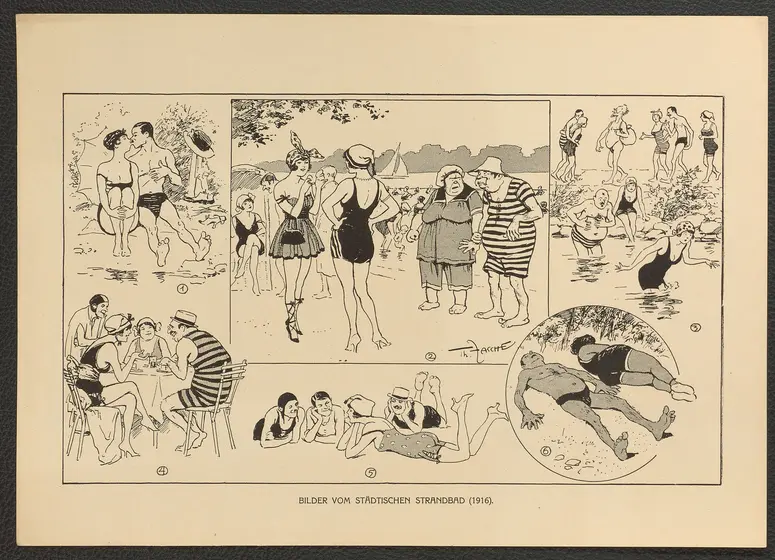 Bilder vom städtischen Strandbad. (1-6, 1916), Titel der Serie: Theo Zasche's Lachendes Wien