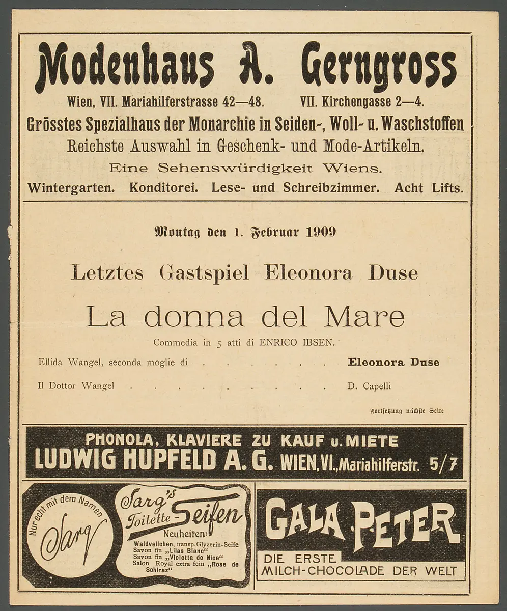 Die Frau vom Meer, Titel in Vorlageform: La donna del Mare