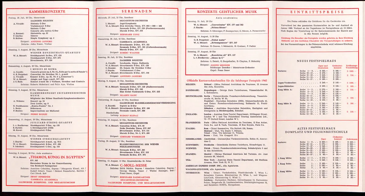 Salzburger Festspiele 1960, Verweis auf Stücktitel: Mysterium von der Geburt des Herrn, Verweis auf Stücktitel: Cosi fan tutte, Verweis auf Stücktitel: Don Giovanni, Verweis auf Stücktitel: Figaros Hochzeit, Der Zauberflöte, Verweis auf Stücktitel: Der Rosenkavalier, Verweis auf Stücktitel: Jedermann, Verweis auf Stücktitel: Dame Kobold, Verweis auf Stücktitel: Tartuffe, Verweis auf Stücktitel: Hughie