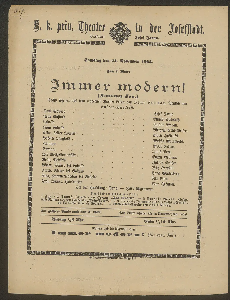 Immer modern, Nouveau Jeu (Originaltitel)