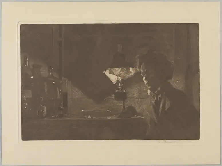Richard Teschner, Alternativtitel: Vor dem Lithographenstein
