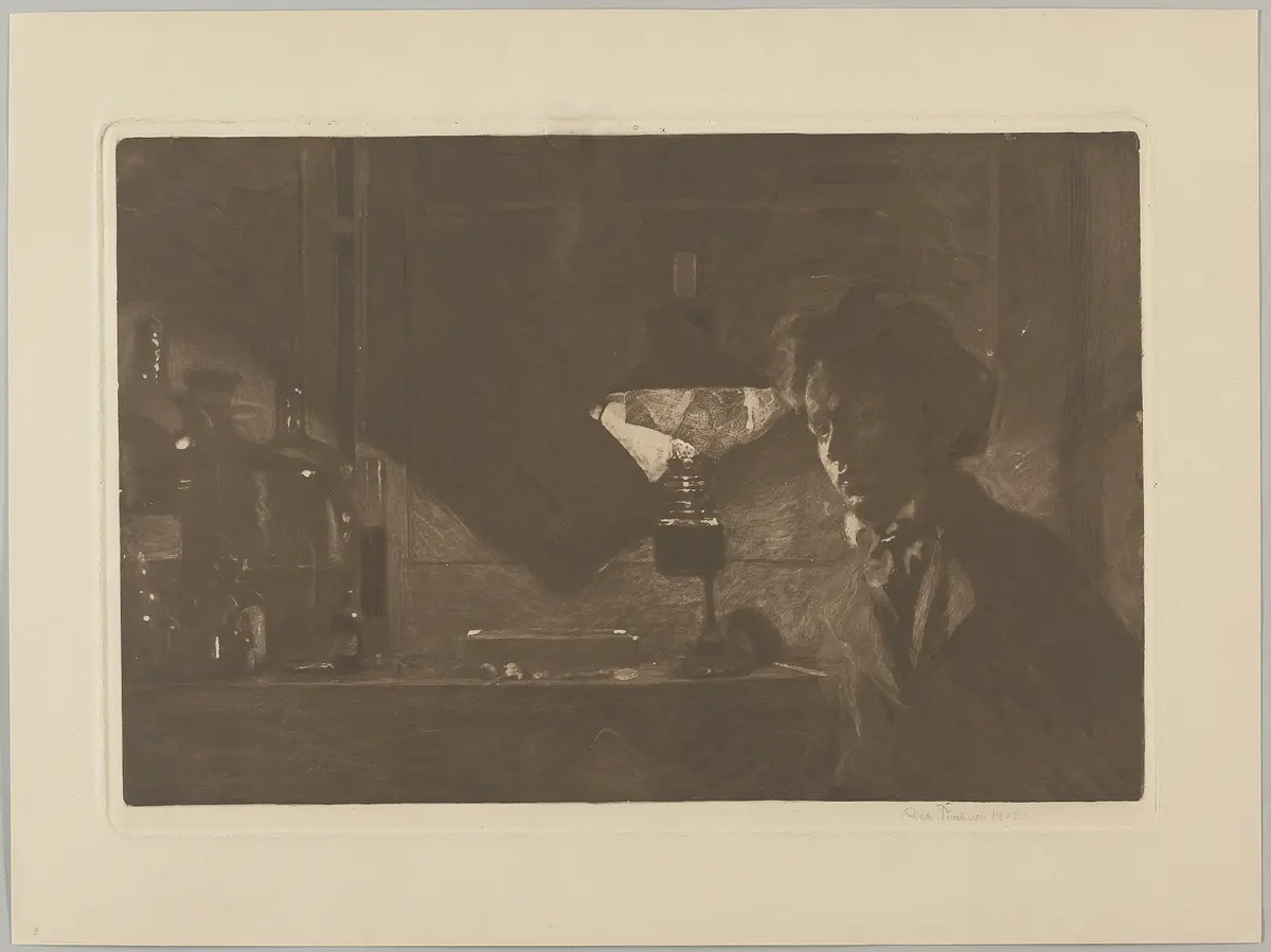 Richard Teschner, Alternativtitel: Vor dem Lithographenstein
