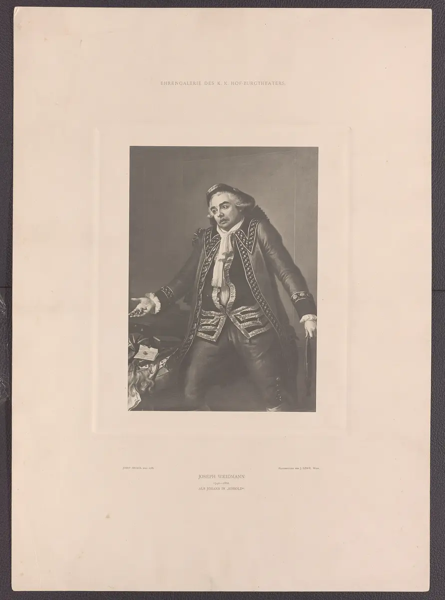 Joseph Weidmann, Verweis auf Stücktitel: Der Kobold, Titel der Serie: Ehrengalerie des K.K. Hof-Burgtheaters