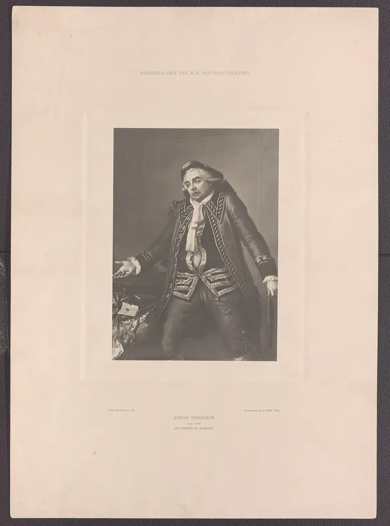 Joseph Weidmann, Verweis auf Stücktitel: Der Kobold, Titel der Serie: Ehrengalerie des K.K. Hof-Burgtheaters