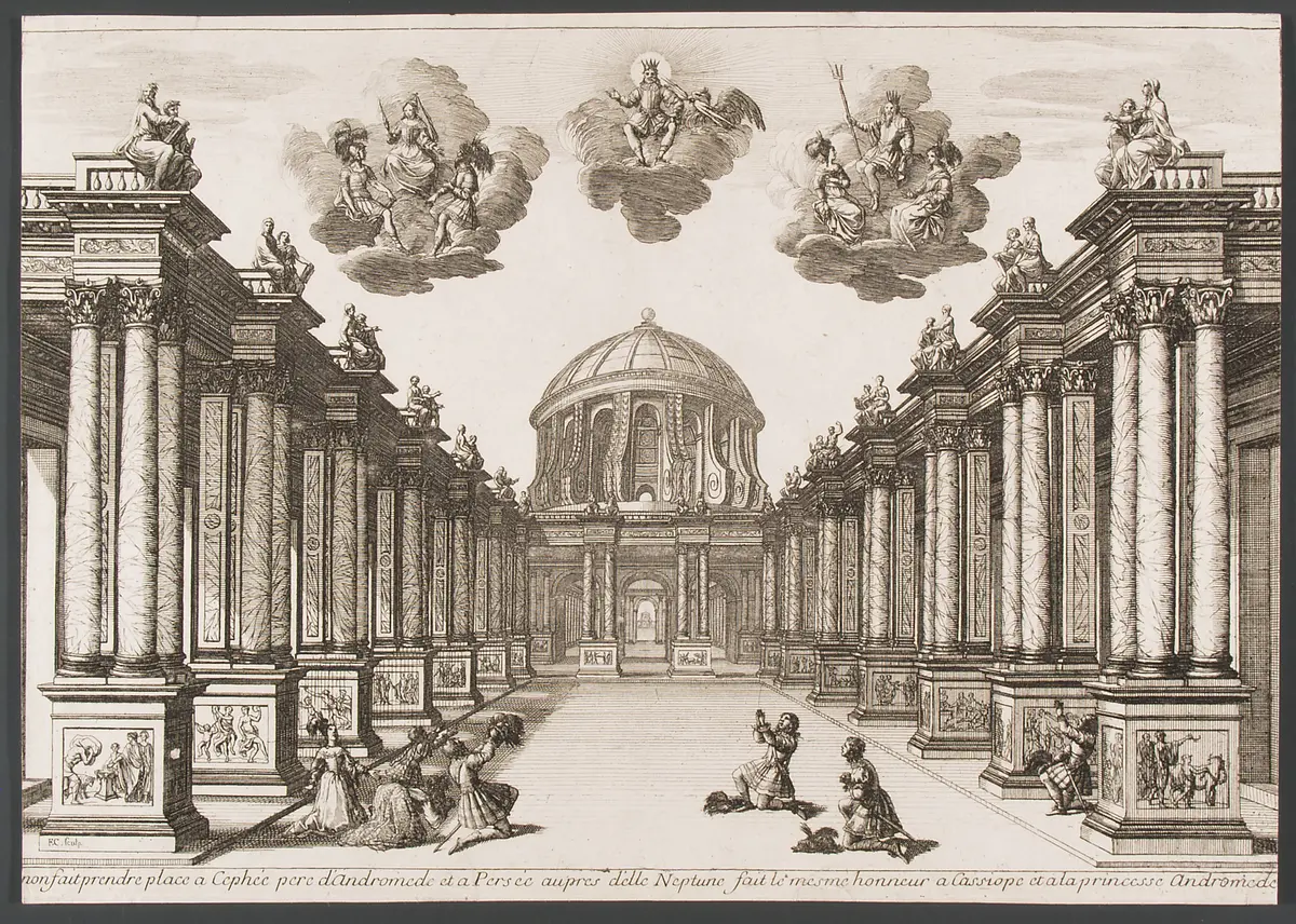 Andromede, Titel in Vorlageform: Andromède. Tragédie Representée avec les Machines sur le Theatre Royal de Bourbon, Alternativtitel: Andromeda