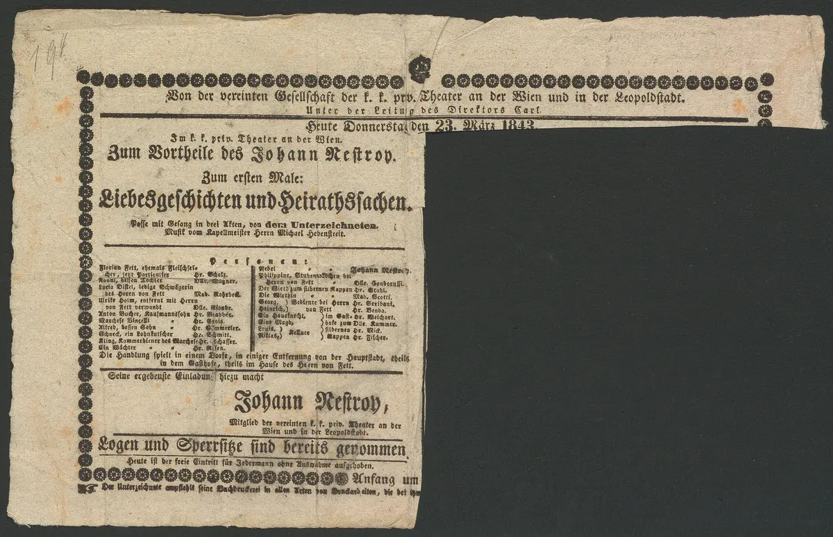 Liebesgeschichten und Heirathssachen, Liebesgeschichten und Heiratssachen