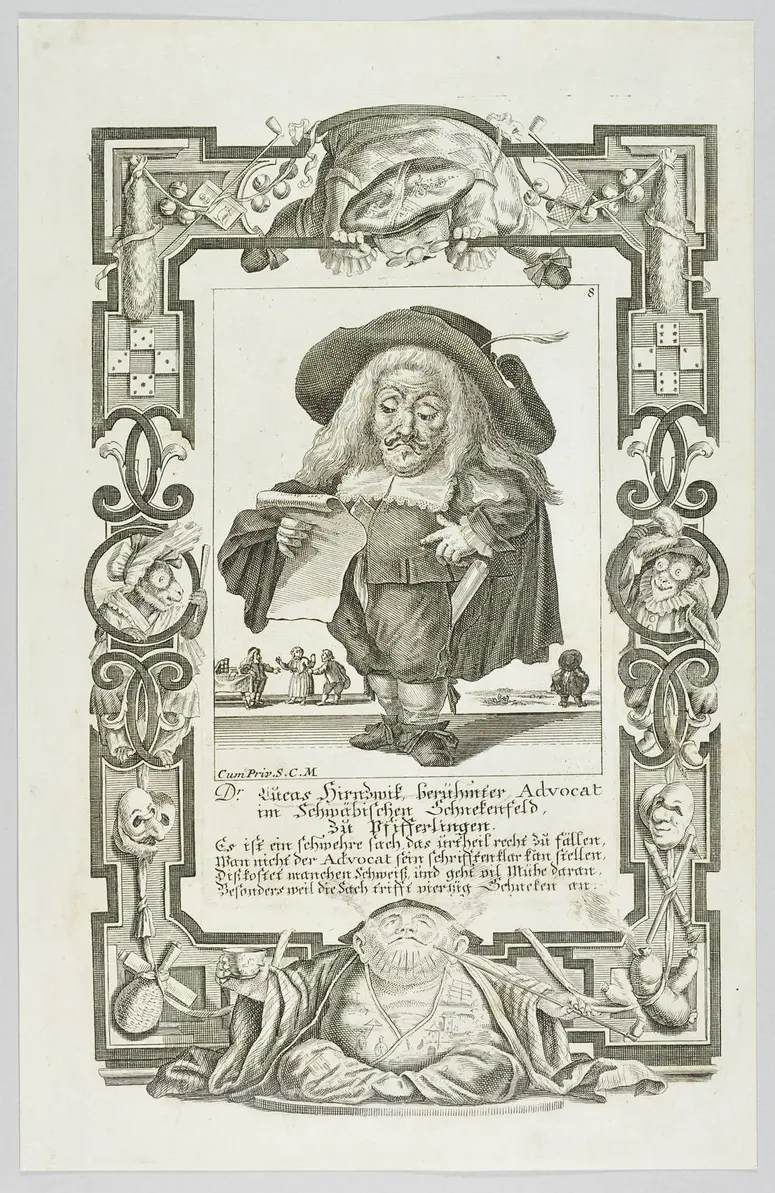 Il Callotto resuscitato oder Neü eingerichtes Zwerchen Cabinett, Lucas Hirnswik, berühmter Advocat im Schwäbischen Schneckenfeld...