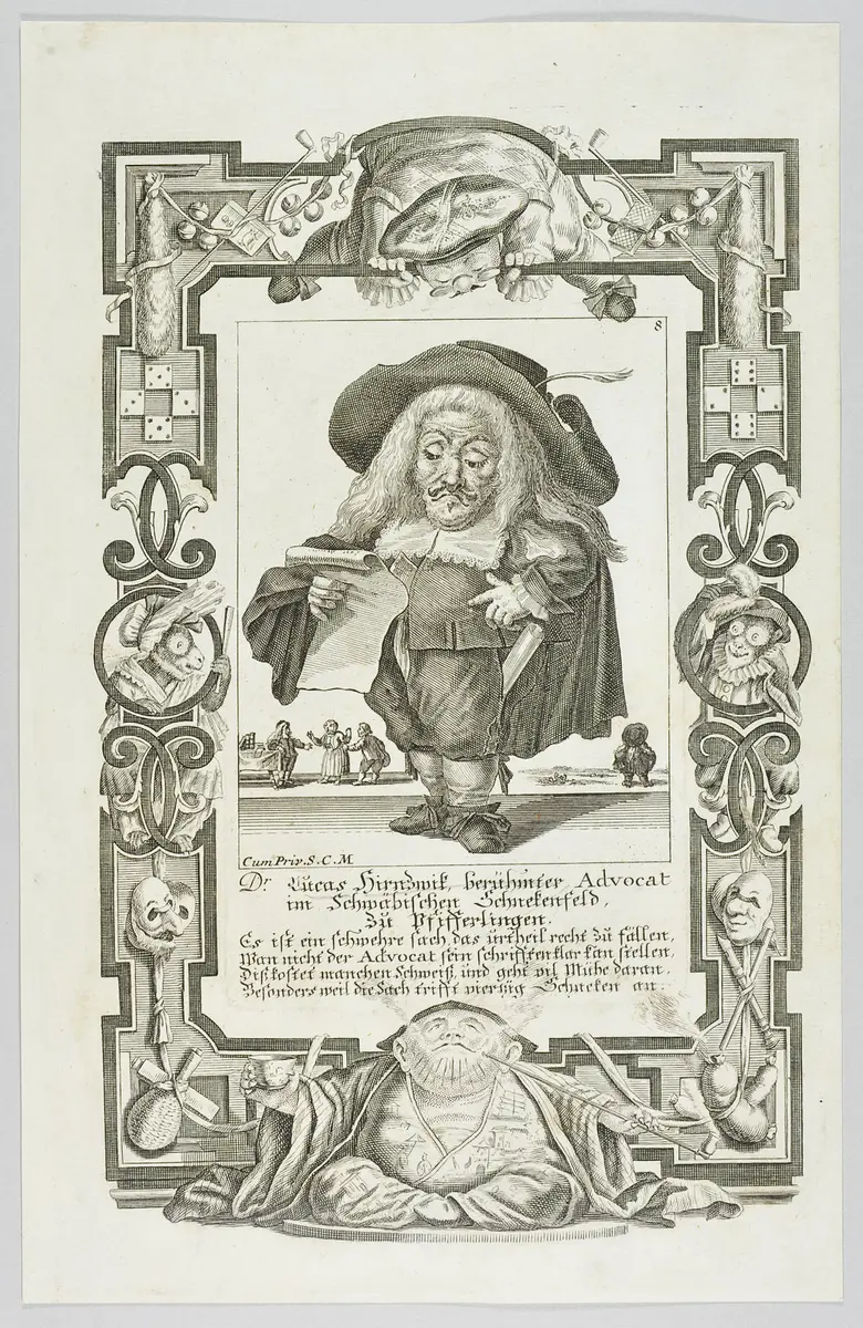 Il Callotto resuscitato oder Neü eingerichtes Zwerchen Cabinett, Lucas Hirnswik, berühmter Advocat im Schwäbischen Schneckenfeld...