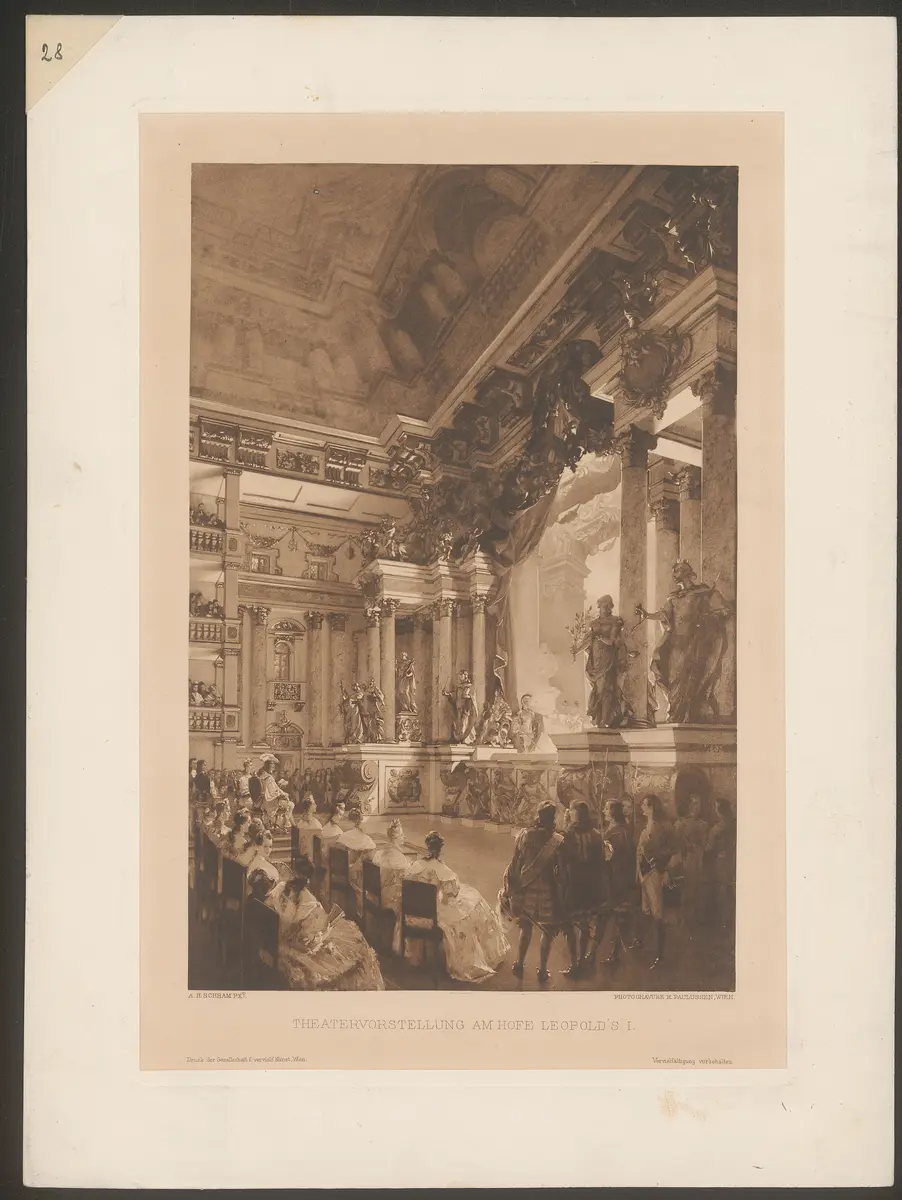 Wien, Theater auf der Cortina, Alternativtitel: Wien, Theater auf der Kurtine, Alternativtitel: Wien, Hoftheater von Burnacini, Titel in Vorlageform: Theatervorstellung am Hofe Leopold's I.