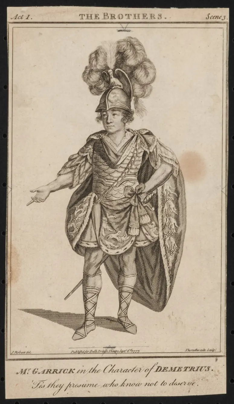 David Garrick, Verweis auf Stücktitel: The Brothers