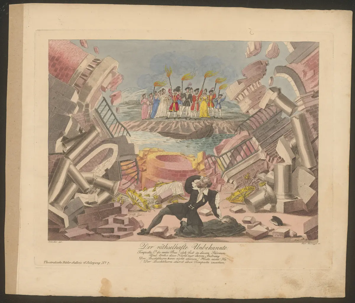 Der räthselhafte Unbekannte, Alternativtitel: Der rätselhafte Unbekannte oder der Zweikampf zu Portici, Titel der Serie: Theatralische Bilder-Gallerie, Name der Zeitschrift: Wiener Theaterzeitung