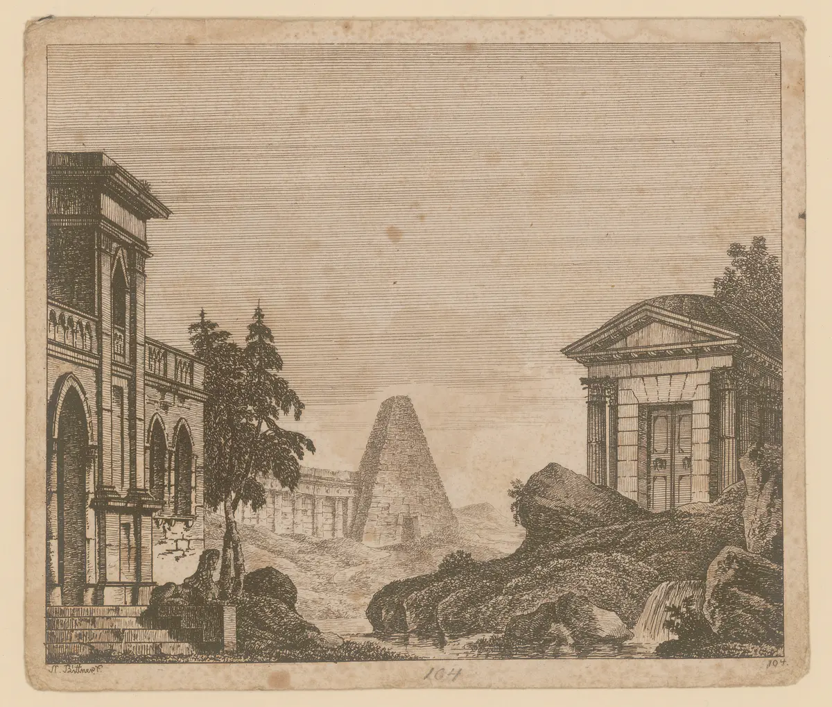 ohne Titel, Titel der Serie: Theaterdecorationen nach den Originalskitzen des k.k. Hoftheatermahlers Joseph Platzer radirt und verlegt von Norbert Bittner