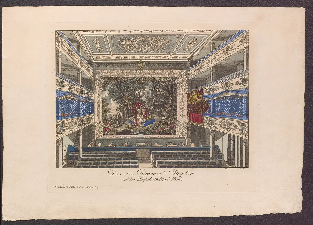 Wien, Theater in der Leopoldstadt, Titel in Vorlageform: Das neu decorierte Theater in der Leopoldstadt in Wien, Titel der Serie: Theatralische Bilder-Gallerie, Name der Zeitschrift: Wiener Theaterzeitung