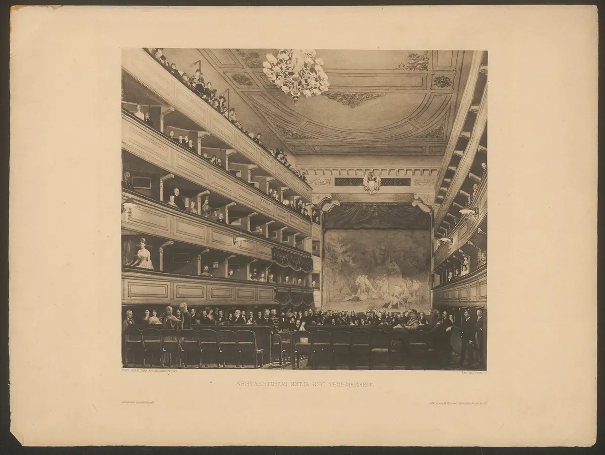 Wien, Altes Burgtheaer, Titel in Vorlageform: Innenansicht des alten Burgtheaters