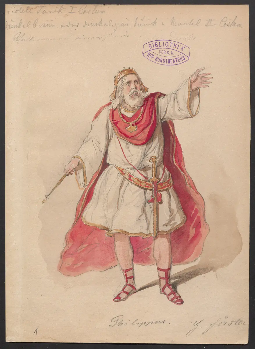 Perseus von Macedonien, Titel der Serie: Figurinen des k.k. Hof-Burgtheaters