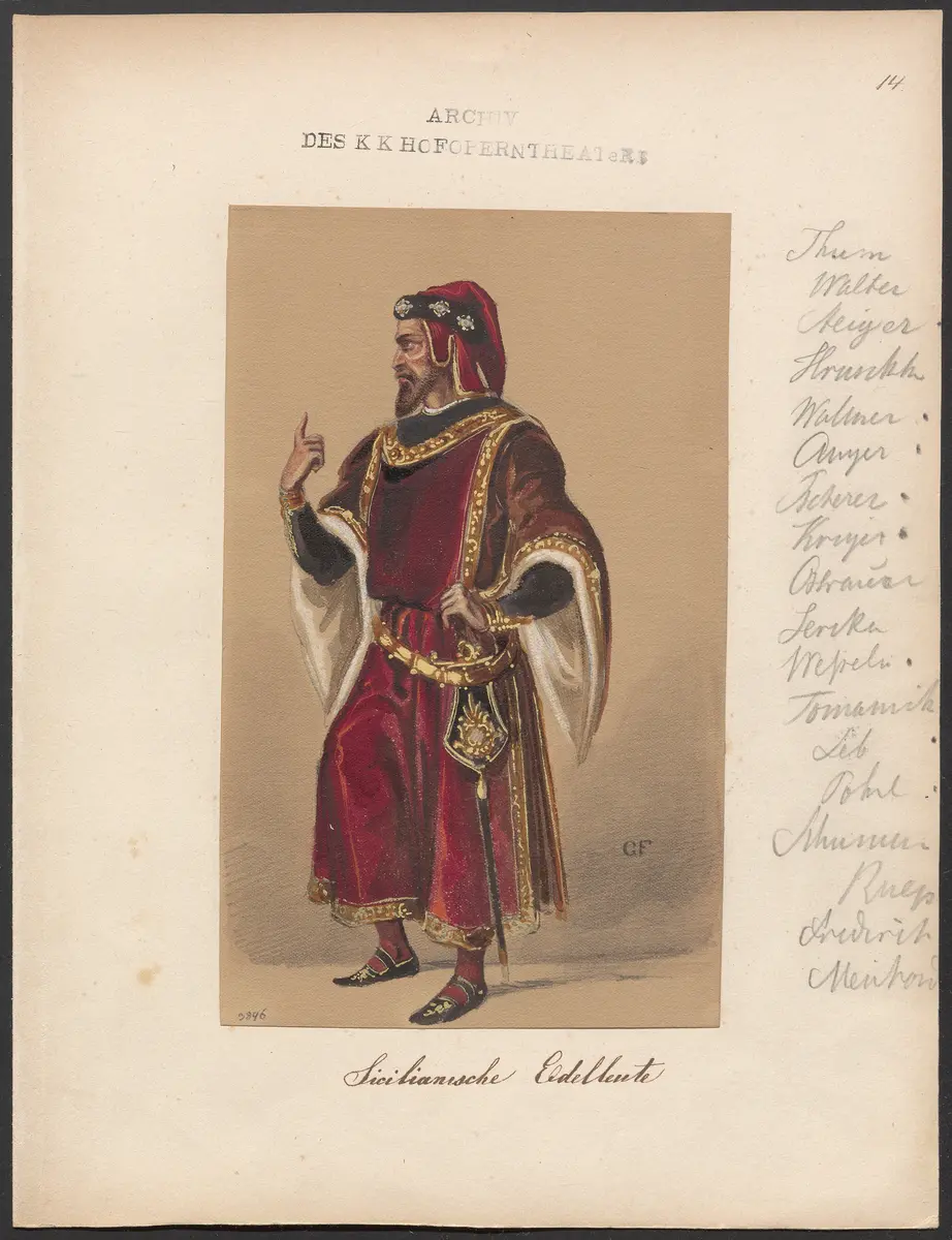Die sizilianische Vesper, Originaltitel: Les vêpres siciliennes, Titel der Serie: Figurinen des k.k. Hofoperntheaters