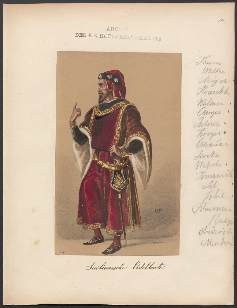 Die sizilianische Vesper, Originaltitel: Les vêpres siciliennes, Titel der Serie: Figurinen des k.k. Hofoperntheaters