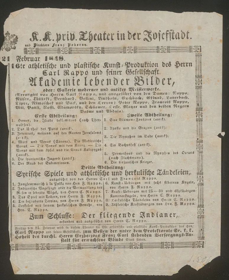 Carl Rappo und seine Gesellschaft Akademie lebender Bilder