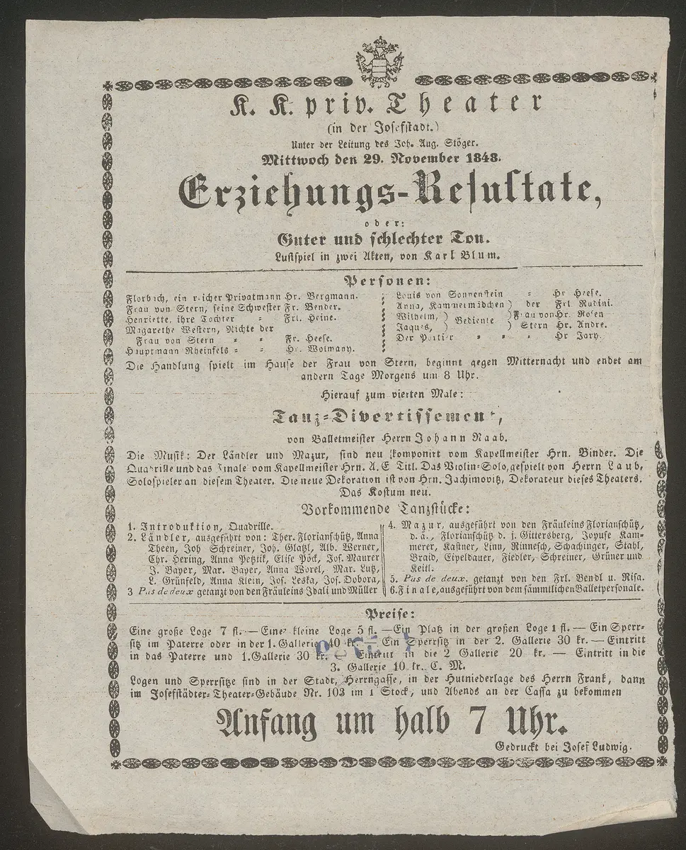 Erziehungs-Resultate oder Guter und schlechter Ton, Tanz-Divertissement