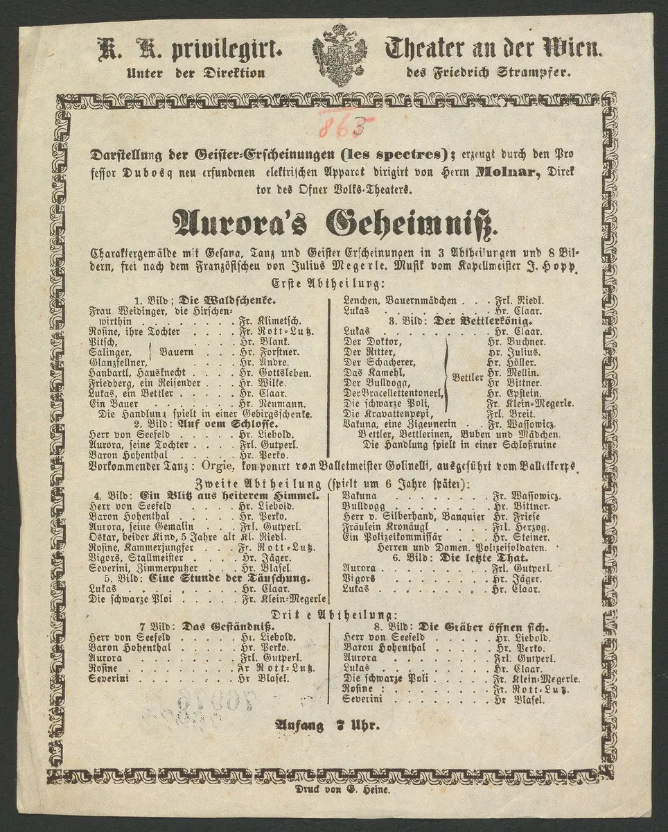 Aurora's Geheimniß, Aurora's Geheimnis