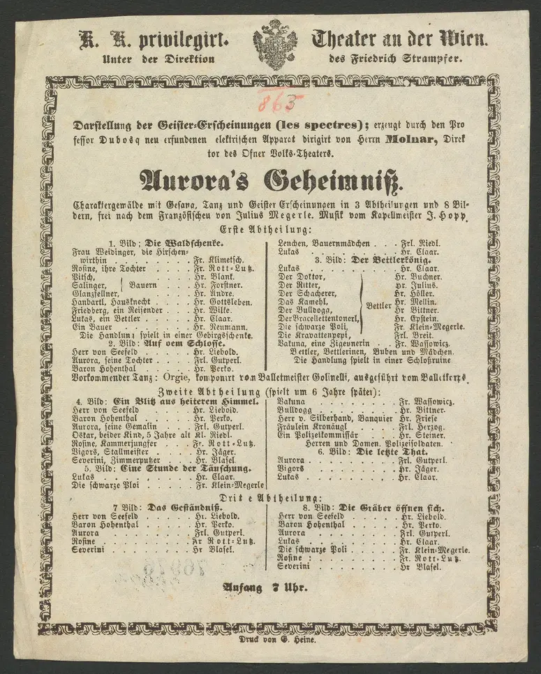 Aurora's Geheimniß, Aurora's Geheimnis