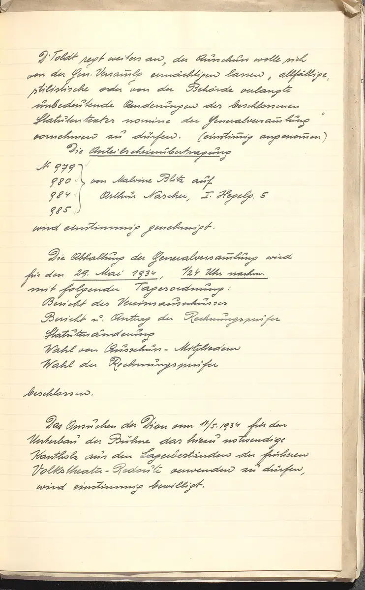 Protokolle der Ausschusssitzungen des Vereines des Deutschen Volkstheaters in Wien