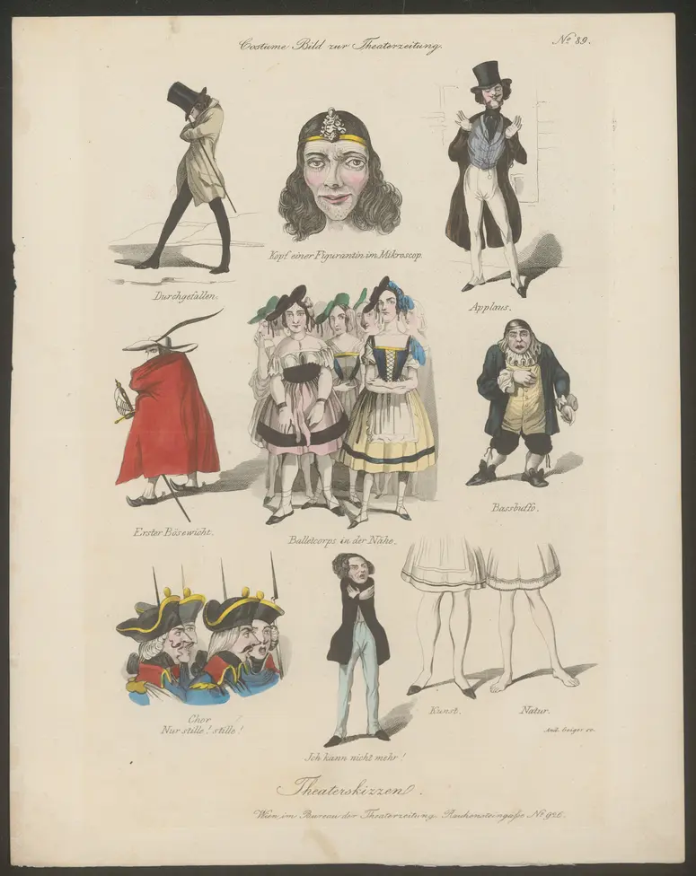 Theaterskizzen, Titel der Serie: Costume-Bild, Name der Zeitschrift: Wiener Theaterzeitung