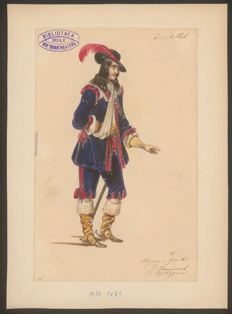 Ein Billett, Titel der Serie: Figurinen des k.k. Hof-Burgtheaters