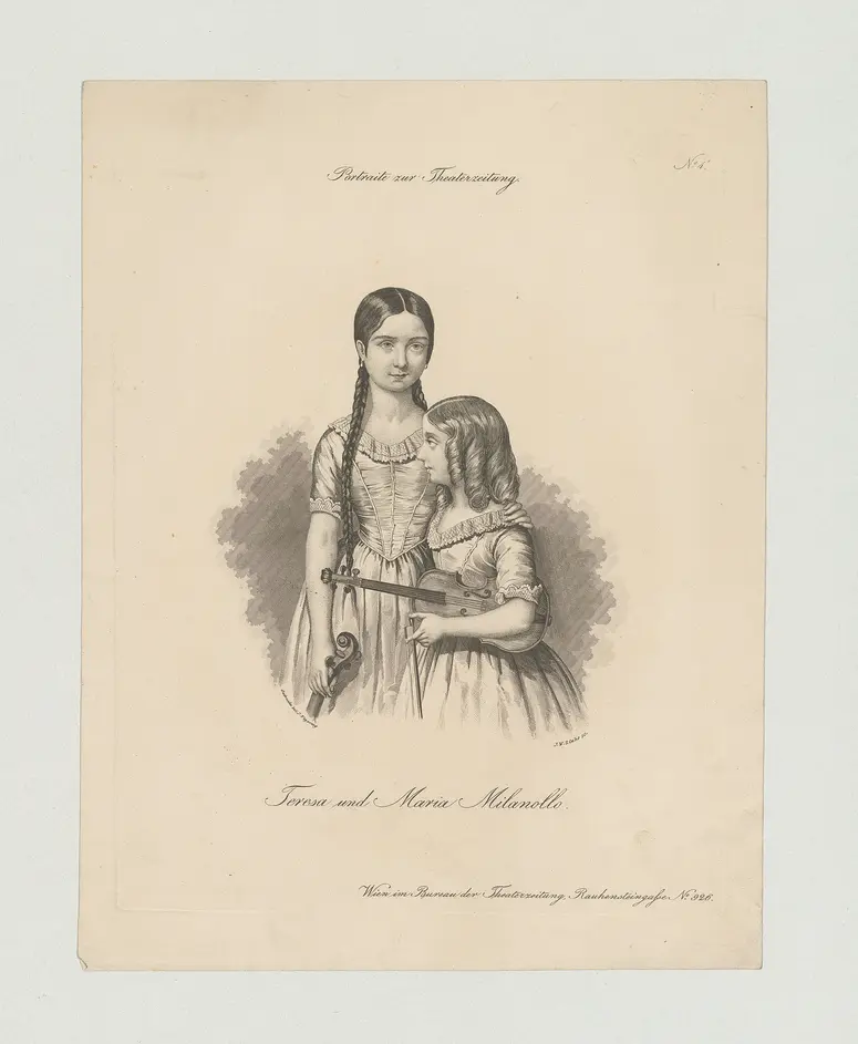 Teresa Milanolla, Domenica Maria Milanollo, Titel der Serie: Porträt, Name der Zeitschrift: Wiener Theaterzeitung