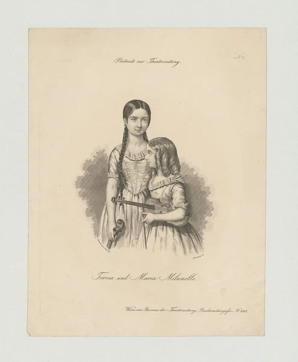 Teresa Milanolla, Domenica Maria Milanollo, Titel der Serie: Porträt, Name der Zeitschrift: Wiener Theaterzeitung
