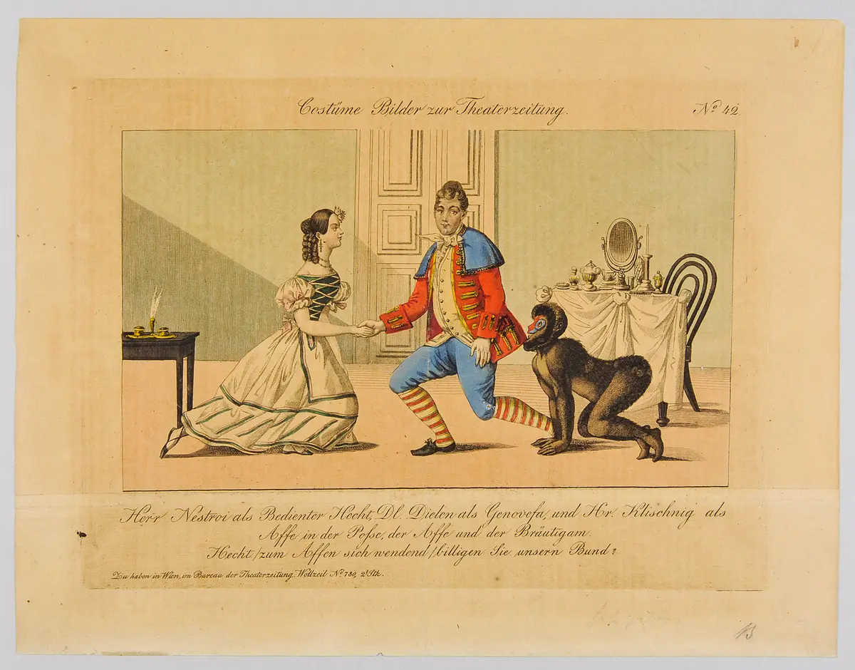 Der Affe und der Bräutigam, Titel der Serie: Costume-Bild, Name der Zeitschrift: Wiener Theaterzeitung