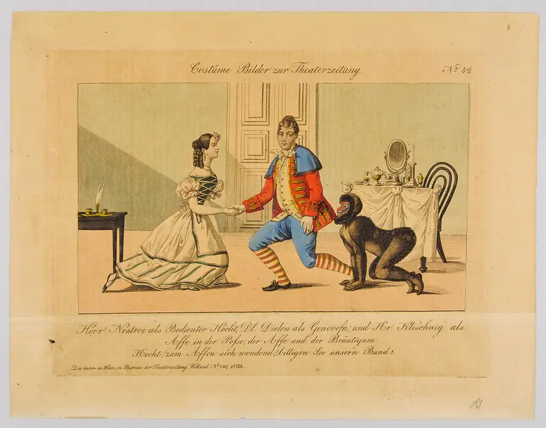 Der Affe und der Bräutigam, Titel der Serie: Costume-Bild, Name der Zeitschrift: Wiener Theaterzeitung