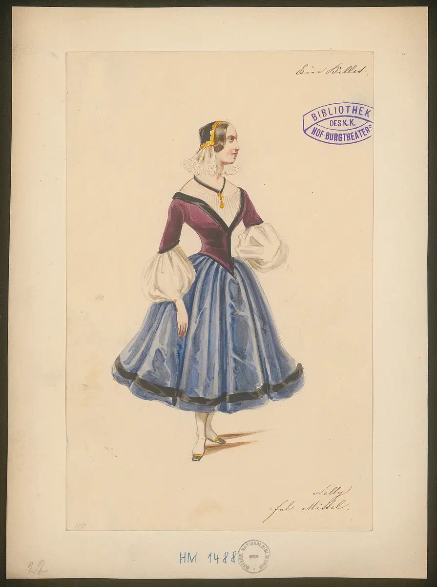 Ein Billett, Titel der Serie: Figurinen des k.k. Hof-Burgtheaters